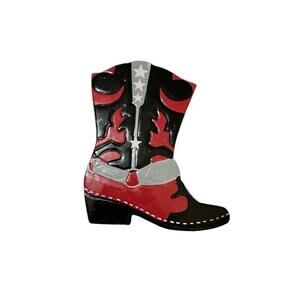 Cowboy Boot Ceramic Trivet Wall Decor Boston Warehouse black red tile Western